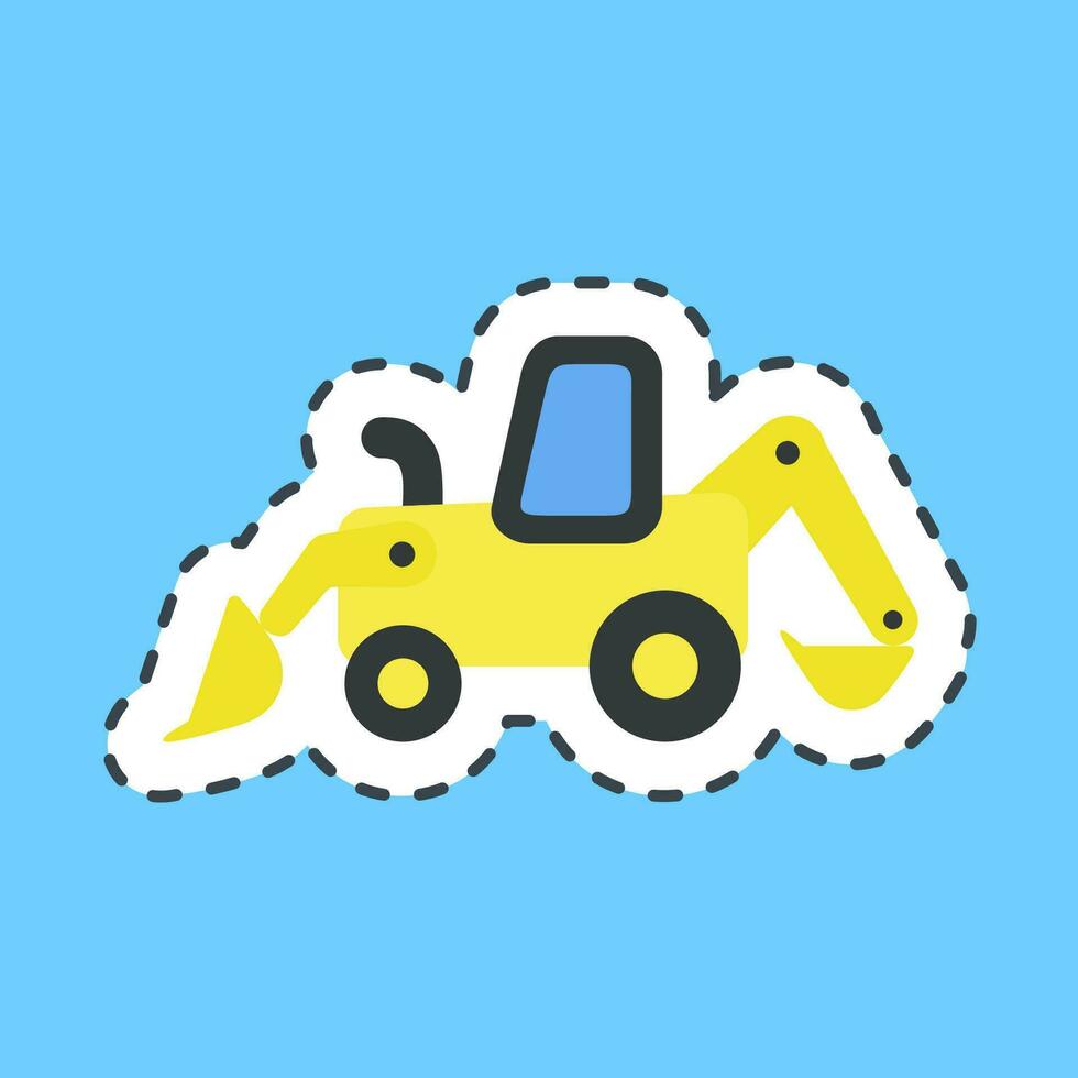 Cutting line sticker backhoe. Heavy equipment elements. Good for prints, posters, logo, infographics, etc. vector