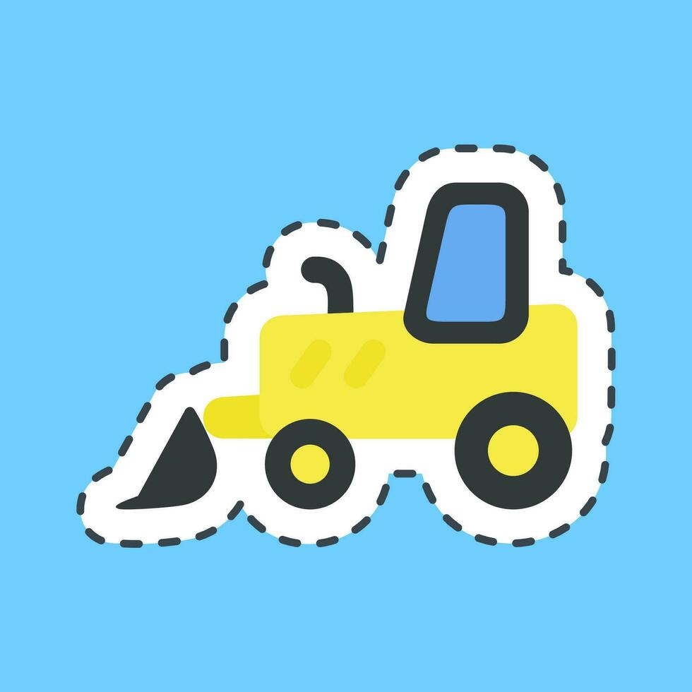Cutting line sticker bulldozer. Heavy equipment elements. Good for prints, posters, logo, infographics, etc. vector