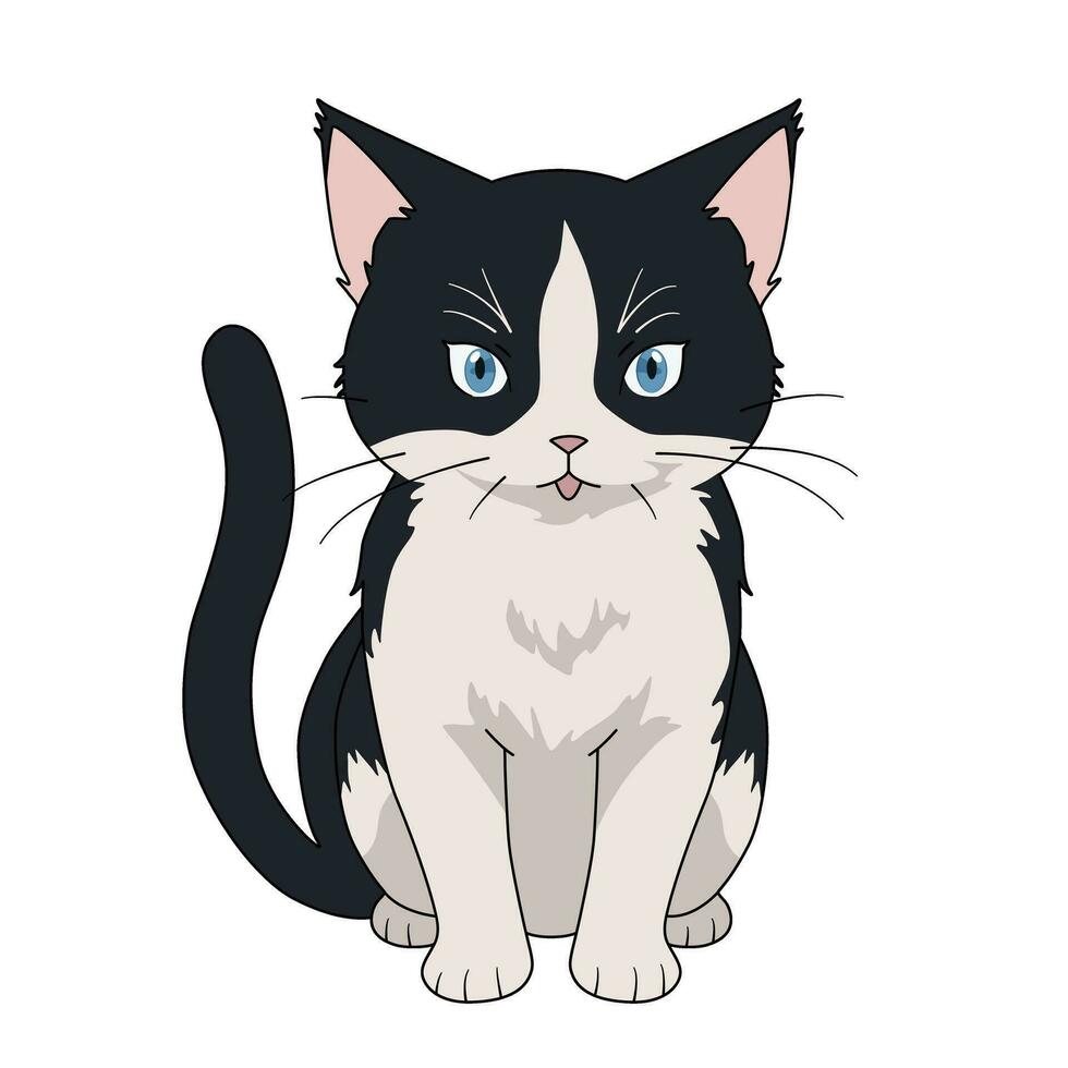 linda gato o gatito caracteres diseño aislado en blanco espalda suelo, mullido gato, dibujos animados estilo, vector ilustración