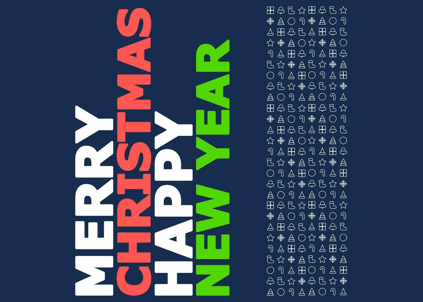 Greeting Card or Post Card or Gift Card with Merry Christmas and Happy New Year Text vector