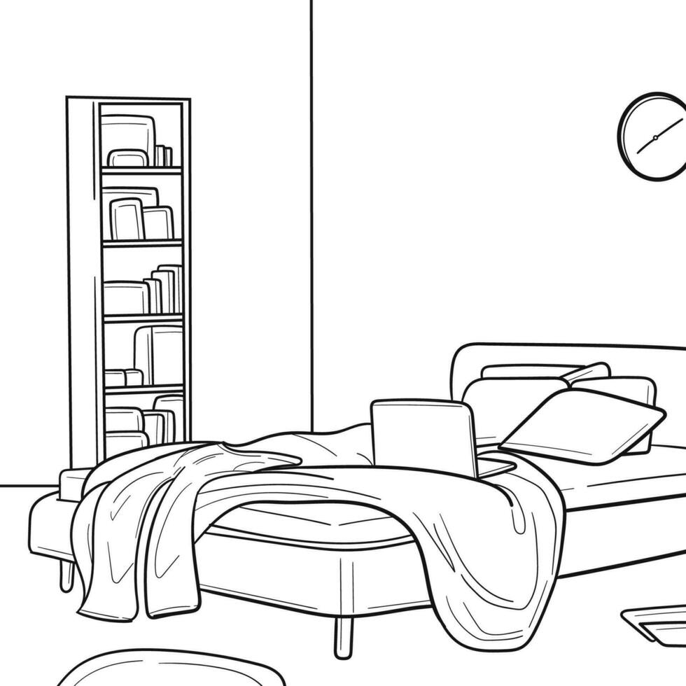 Bad room line art graphic design vector