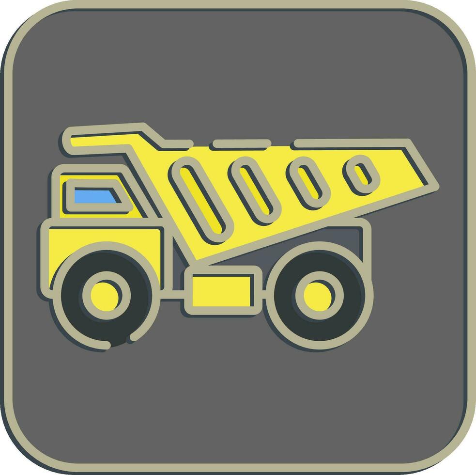 Icon dump truck. Heavy equipment elements. Icons in embossed style. Good for prints, posters, logo, infographics, etc. vector