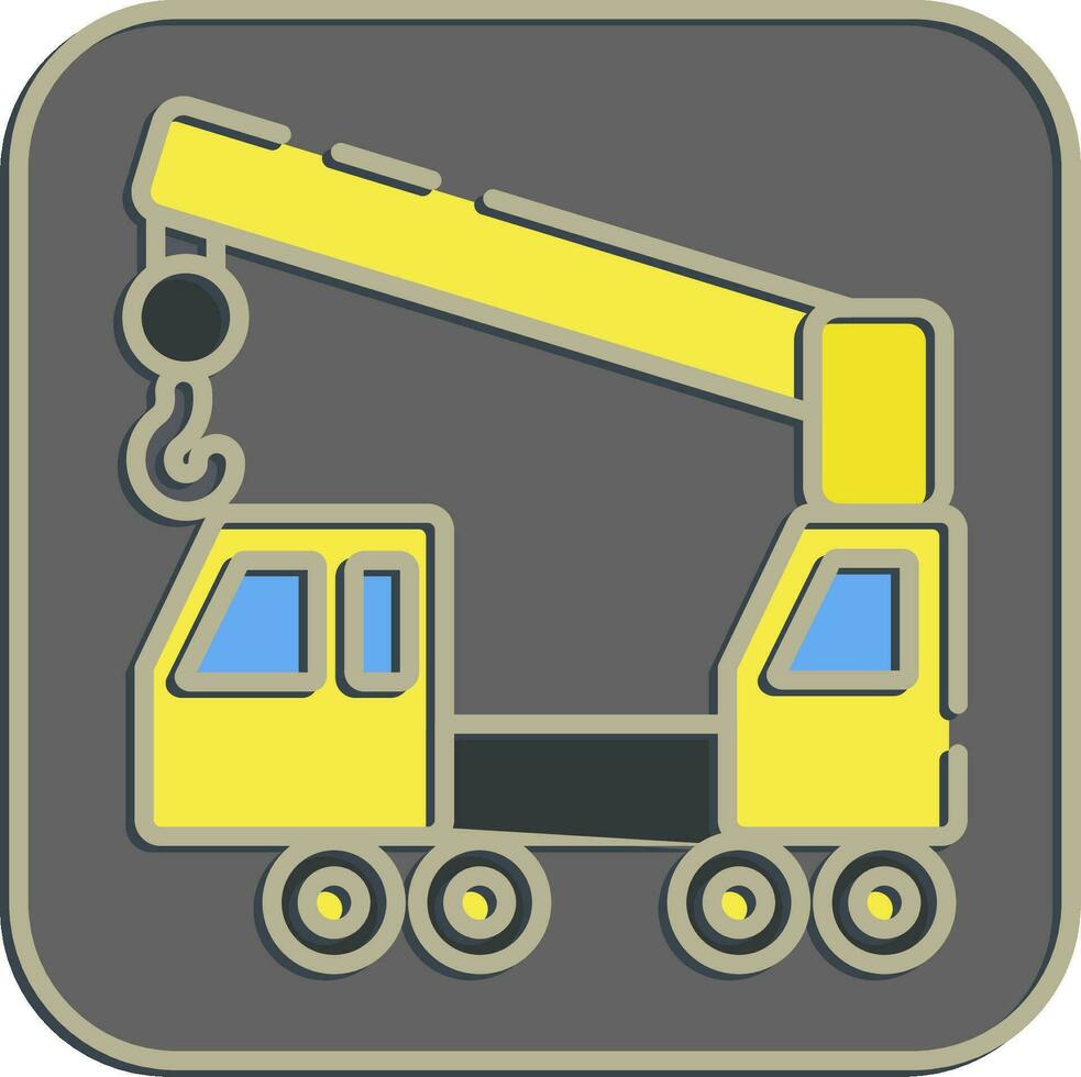 Icon wheeled crane. Heavy equipment elements. Icons in embossed style. Good for prints, posters, logo, infographics, etc. vector