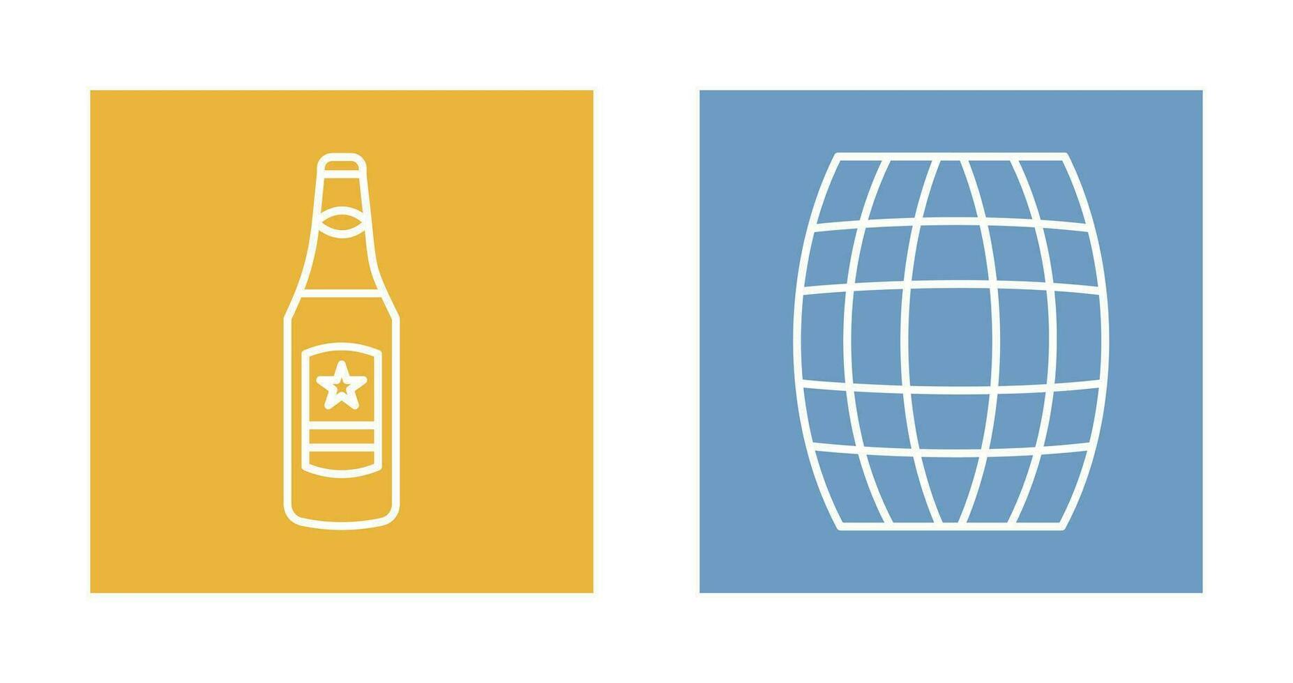 Beer Bottle and Barrel Icon vector