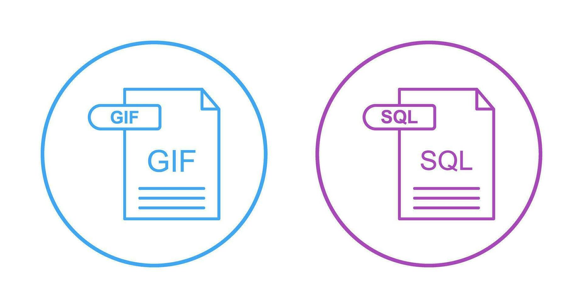 GIF and SQL Icon vector