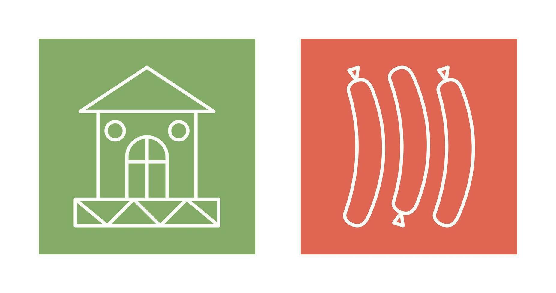 House and Hot Sausage Icon vector