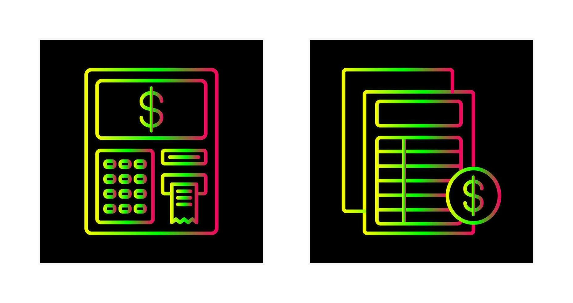 Cajero automático y factura icono vector