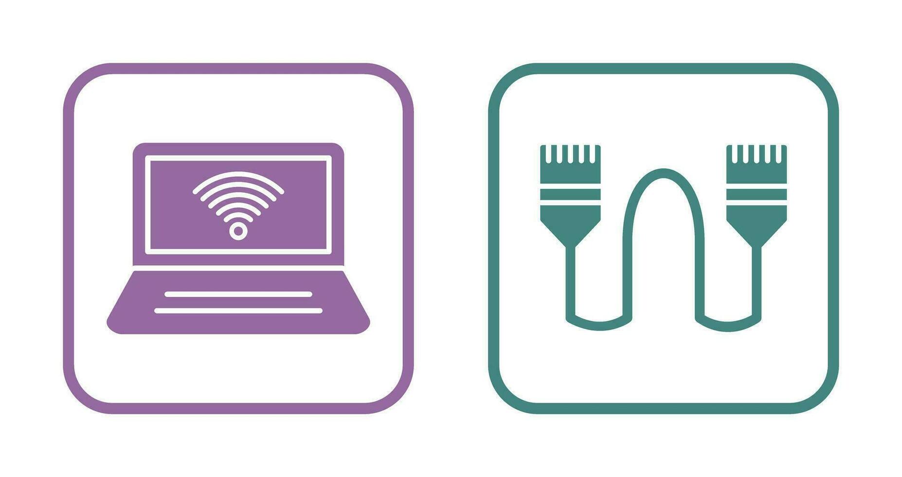 Connected Laptop and Internet Cable Icon vector