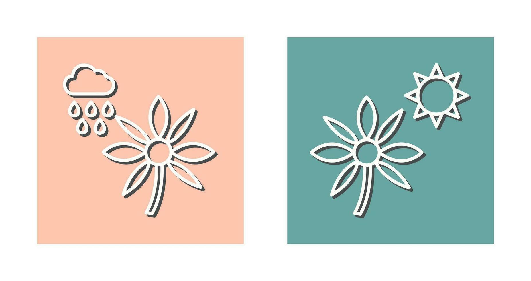 Flower with rain and Flower  Icon vector