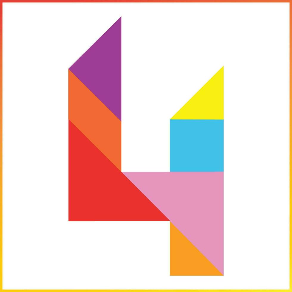 Modern colorful 4 number collection vector