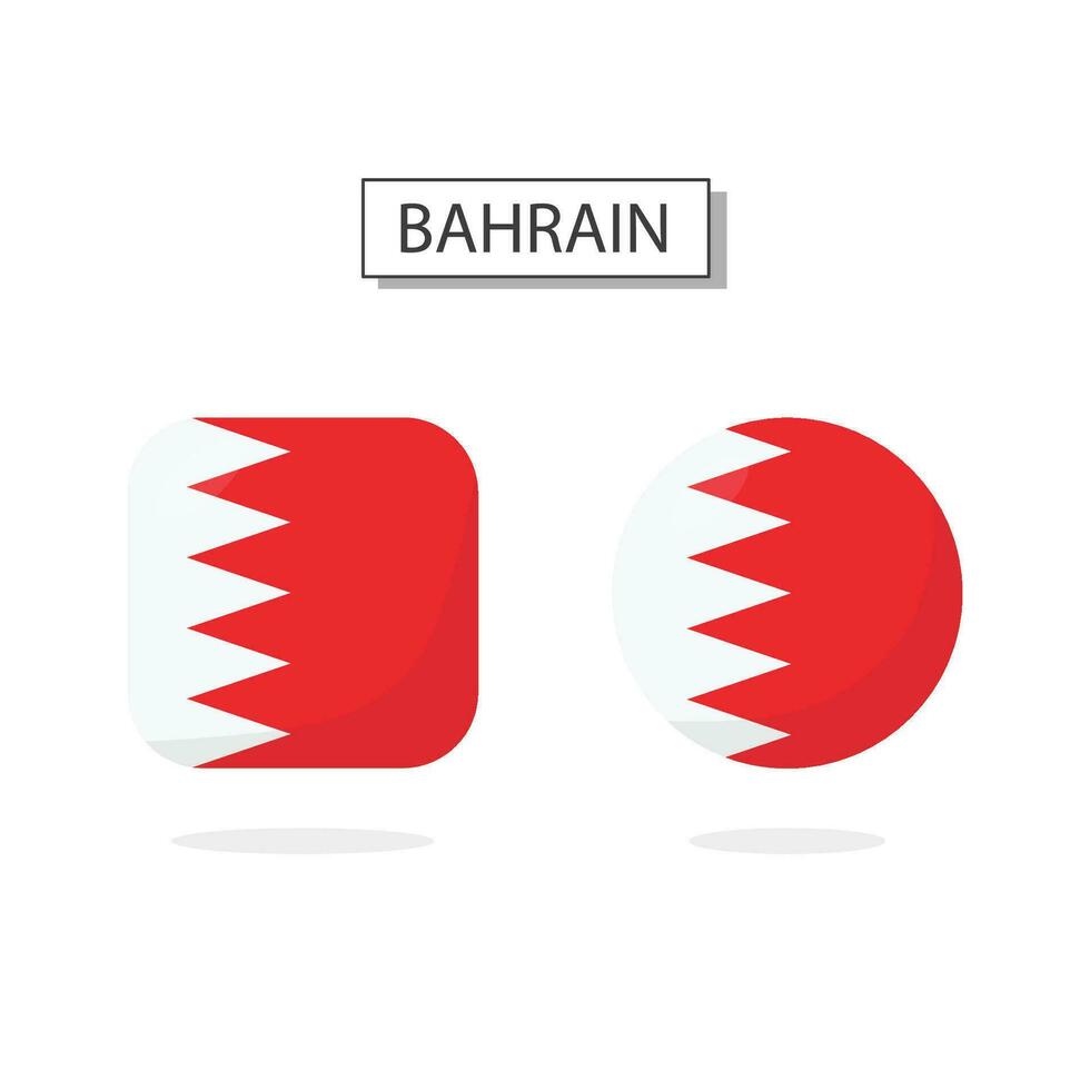 Flag of Bahrain 2 Shapes icon 3D cartoon style. vector