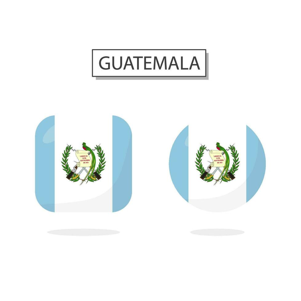 Flag of Guatemala 2 Shapes icon 3D cartoon style. vector