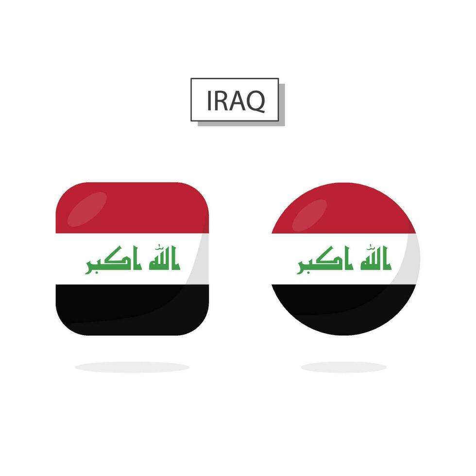 Flag of Iraq 2 Shapes icon 3D cartoon style. vector