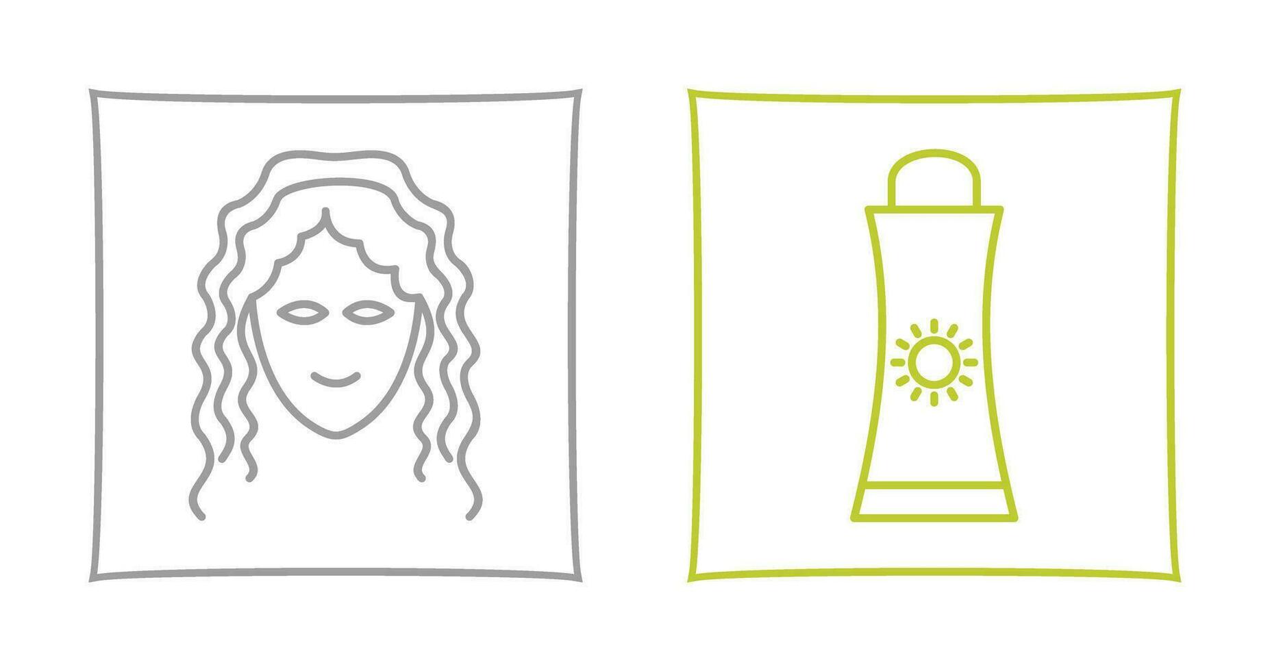 Sunblock Cream and Hair Curly Icon vector