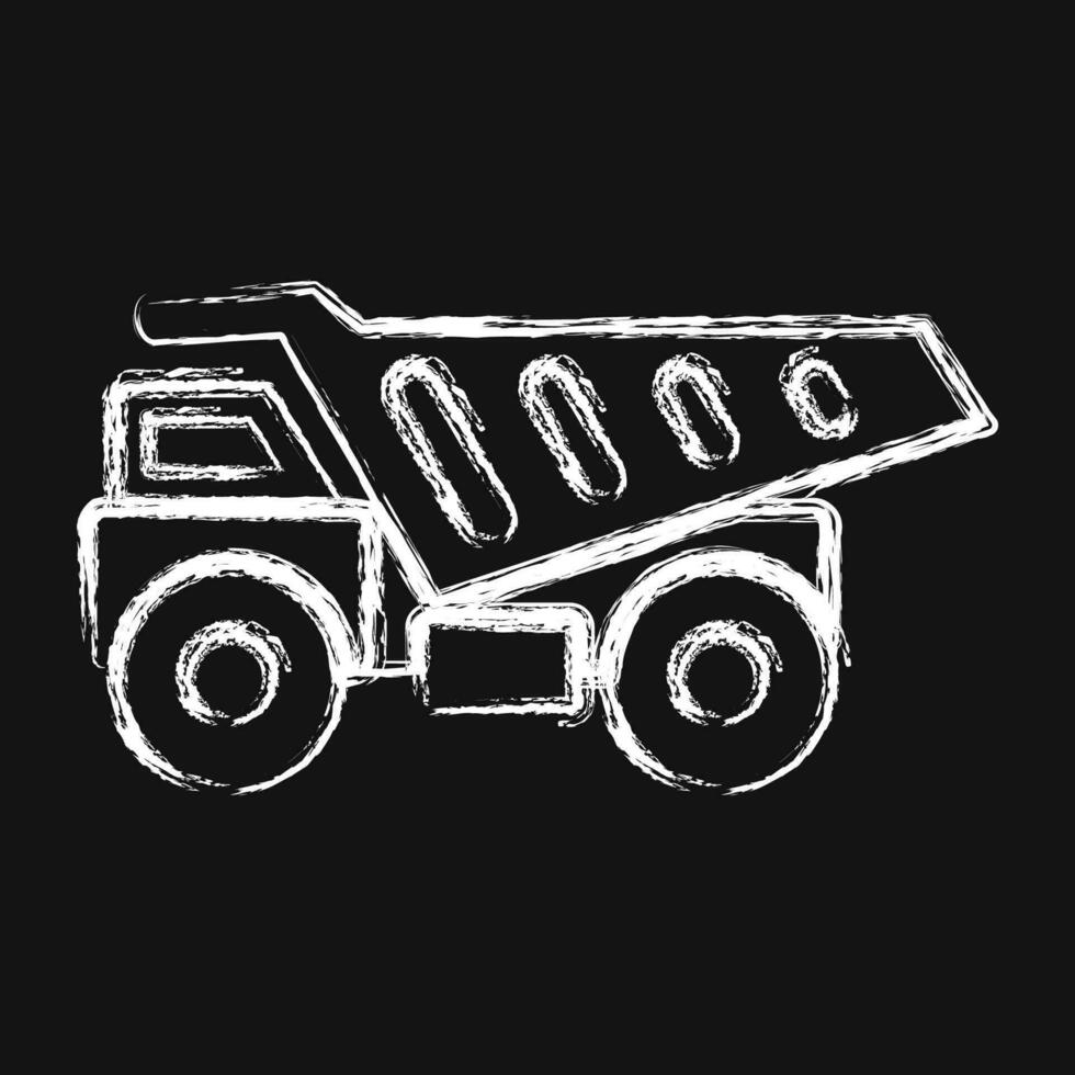 Icon dump truck. Heavy equipment elements. Icons in chalk style. Good for prints, posters, logo, infographics, etc. vector