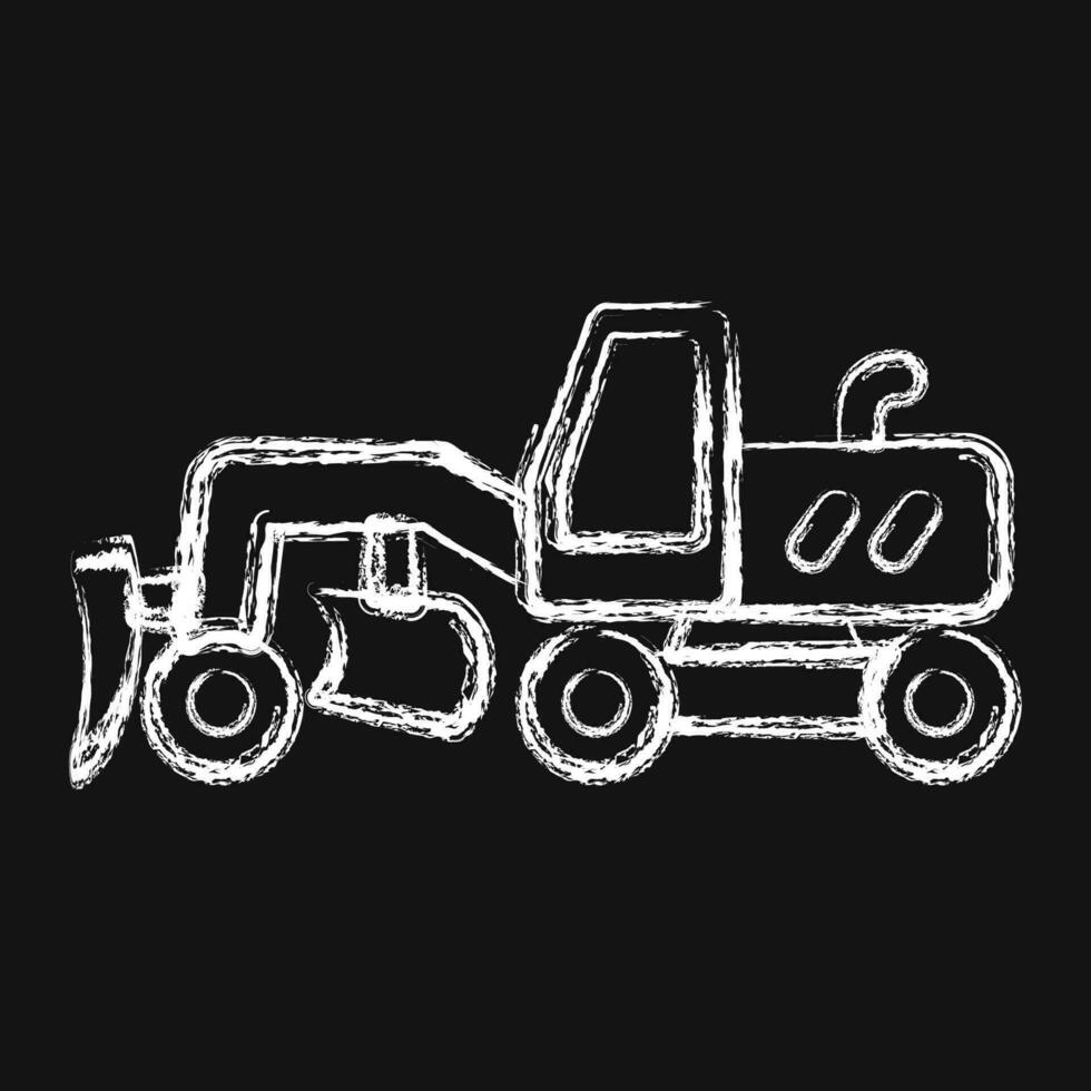 Icon road grader. Heavy equipment elements. Icons in chalk style. Good for prints, posters, logo, infographics, etc. vector