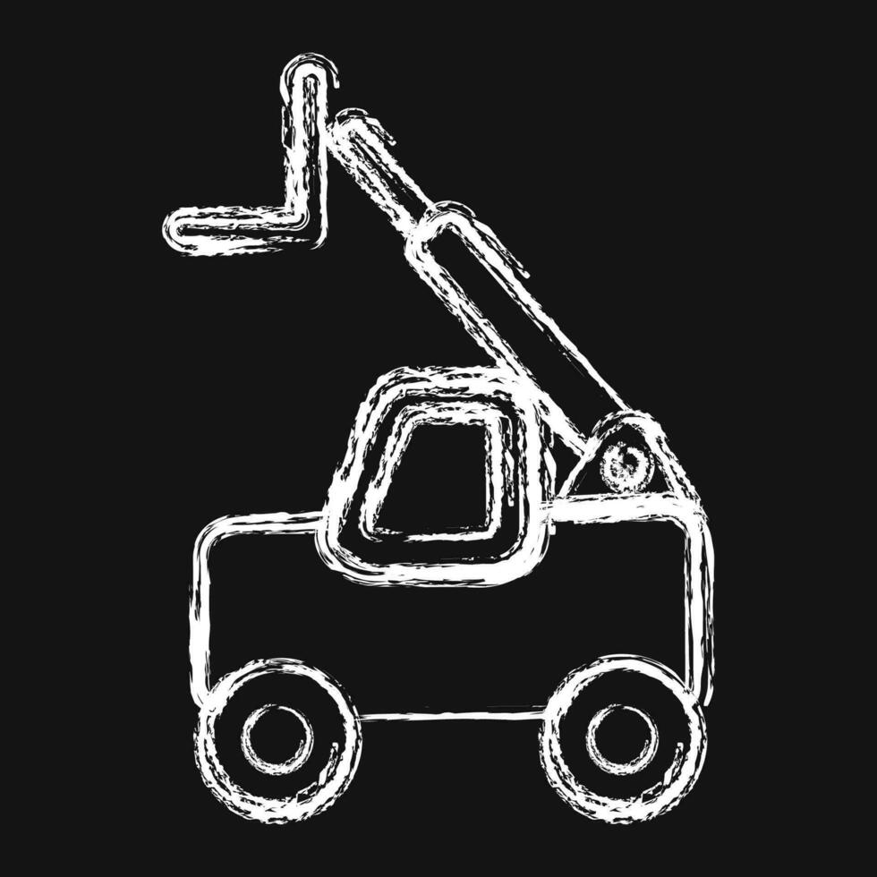 Icon telescopic loader telehandler. Heavy equipment elements. Icons in chalk style. Good for prints, posters, logo, infographics, etc. vector