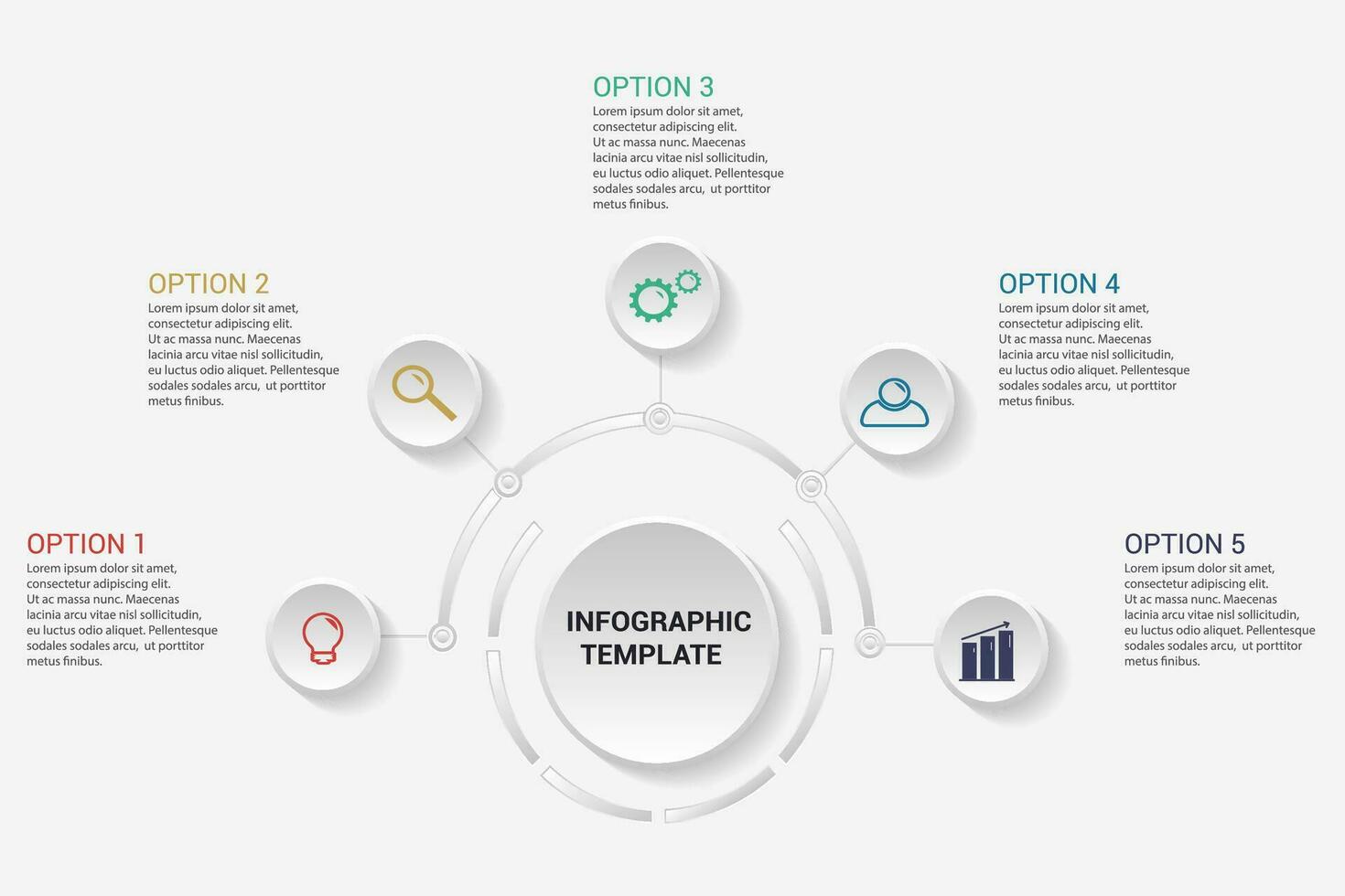 Vector infographic template with 3D paper label, integrated circles. Business concept with options. For content, diagram, flowchart, steps, parts, timeline infographics, workflow layout chart