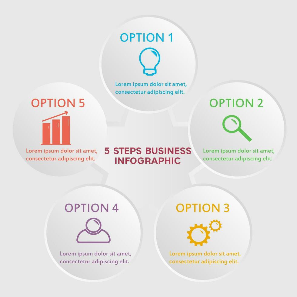 Infographic design with white circles on the grey background. Eps 10 vector file.