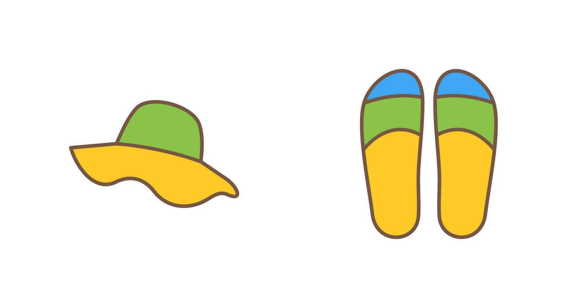 sombrero y zapatillas icono vector