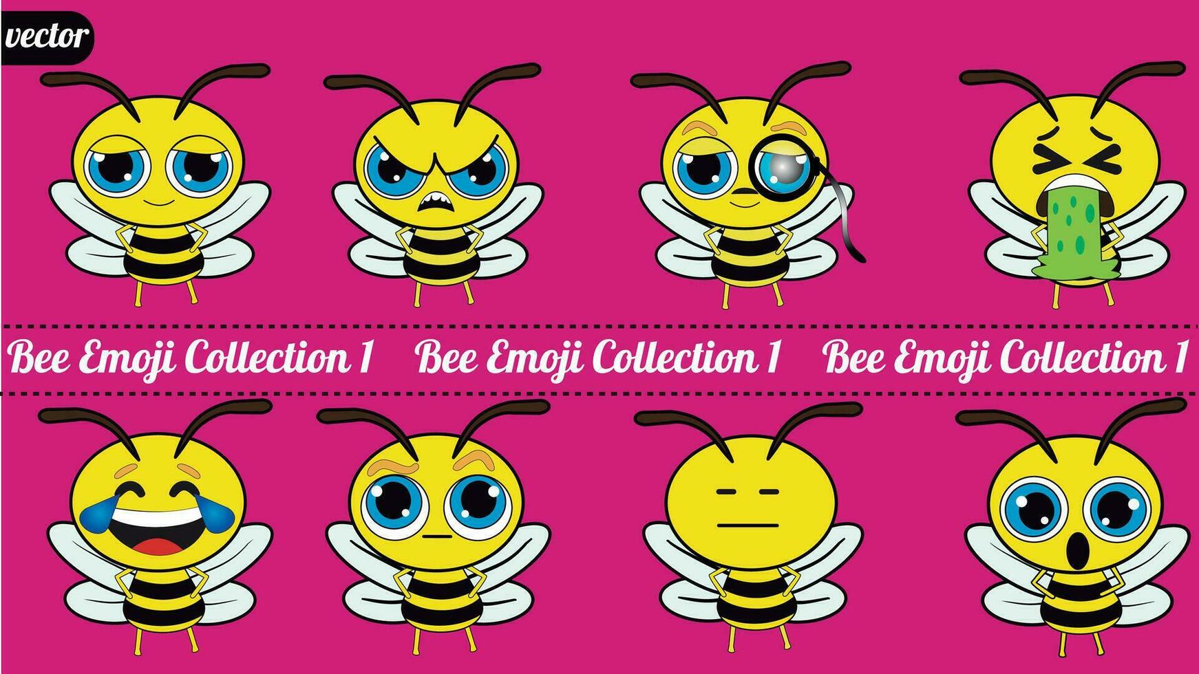 esta encantador abeja emoji paquete caracteristicas un adorable pequeño abeja en un variedad de anglos y expresiones allí son Tres colecciones de abeja emoticones yo hecho con genial cuidado. vector