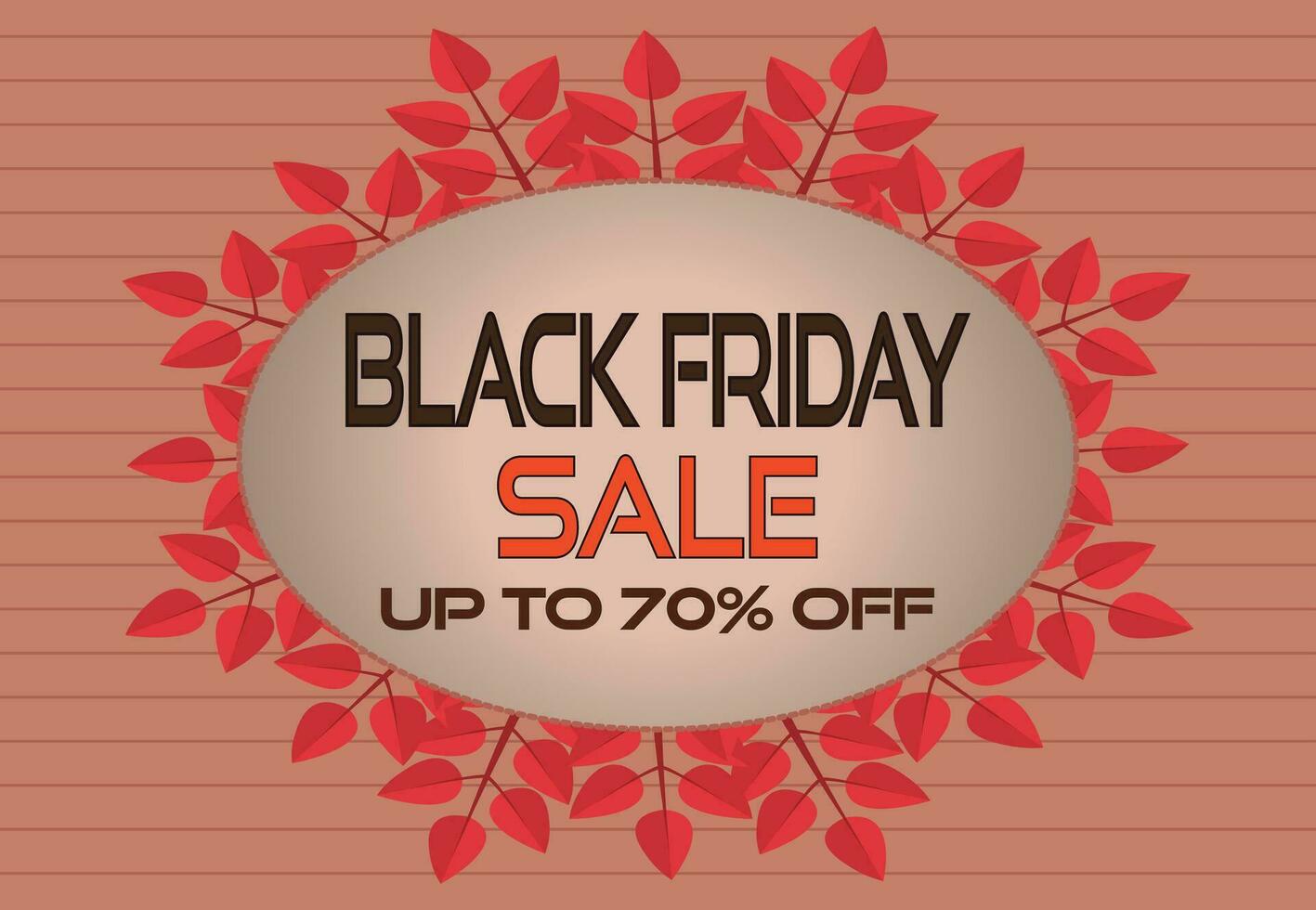 Eye catching Black Friday banner Black Friday SALE  UP TO 70 per cent OFF on autumn inspired background, Perfect for holiday shoppers vector