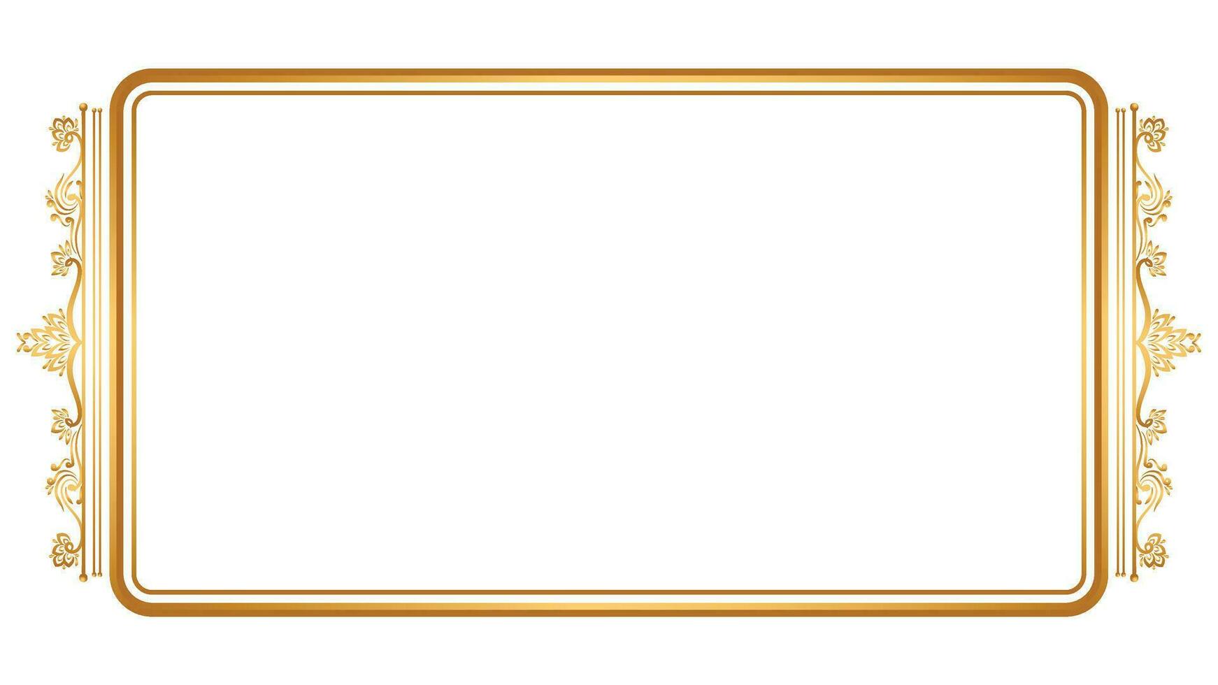Luxury golden rectangle corner certificate border pattern line photo thai frame islamic wedding invitation background vector