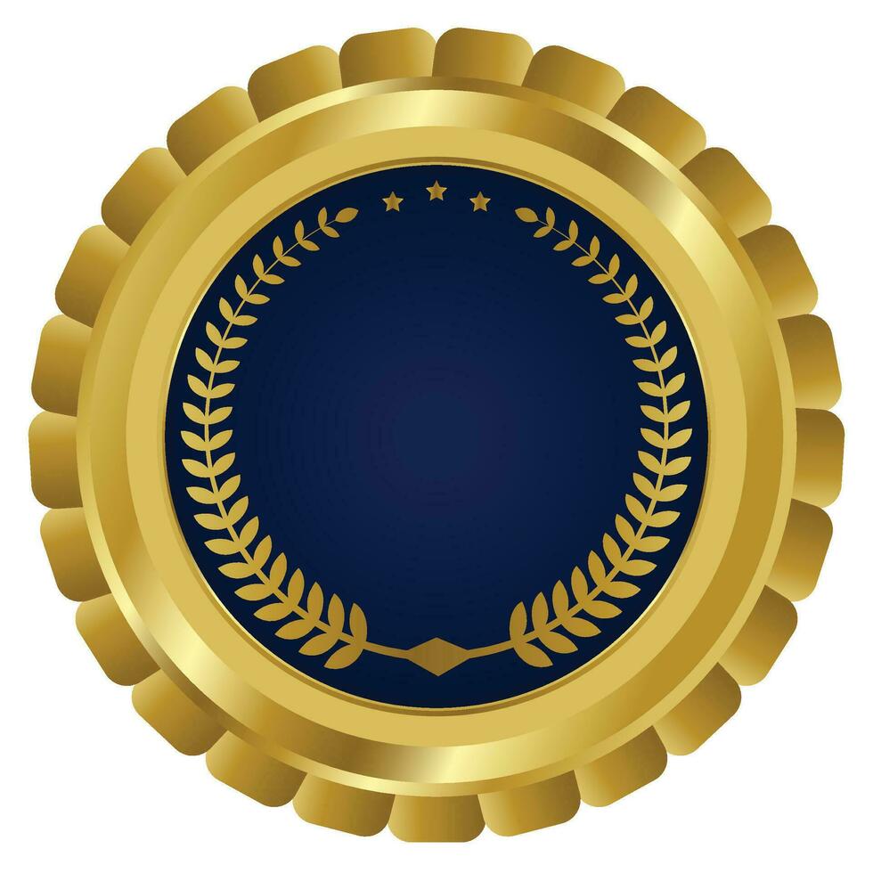 Gold medal set badge vector the best award