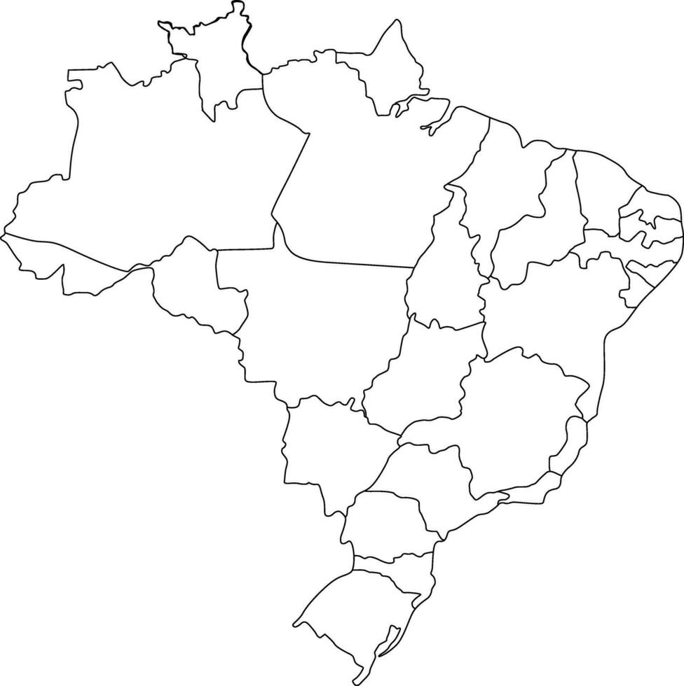 Brazil's basic outline map in vector format, in sketch line style