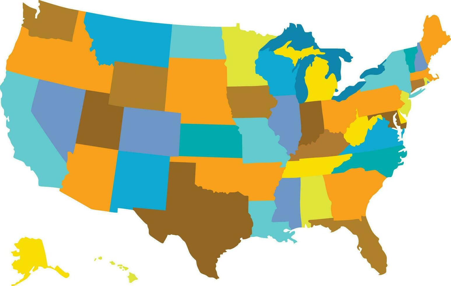 unido estados mapa vector aislado en blanco fondo