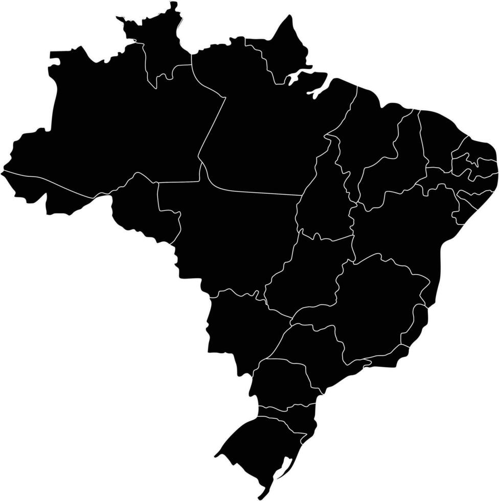 Brazil's basic outline map in vector format, in sketch line style