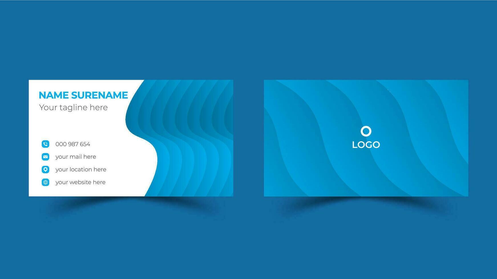 Modern abstract blue business card design vector template
