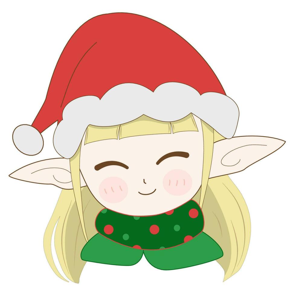 elf  girl cute character christmas vector