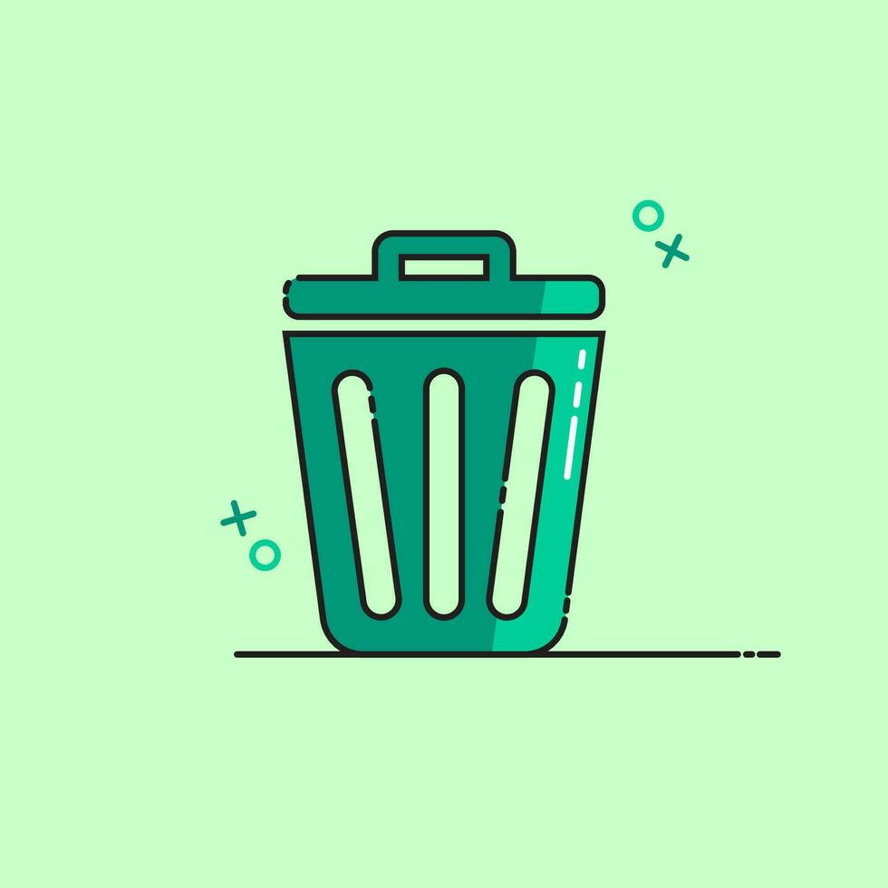 Wastebasket flat icon design modern icon design with color combination and line art, and also suitable for flat style designs. vector