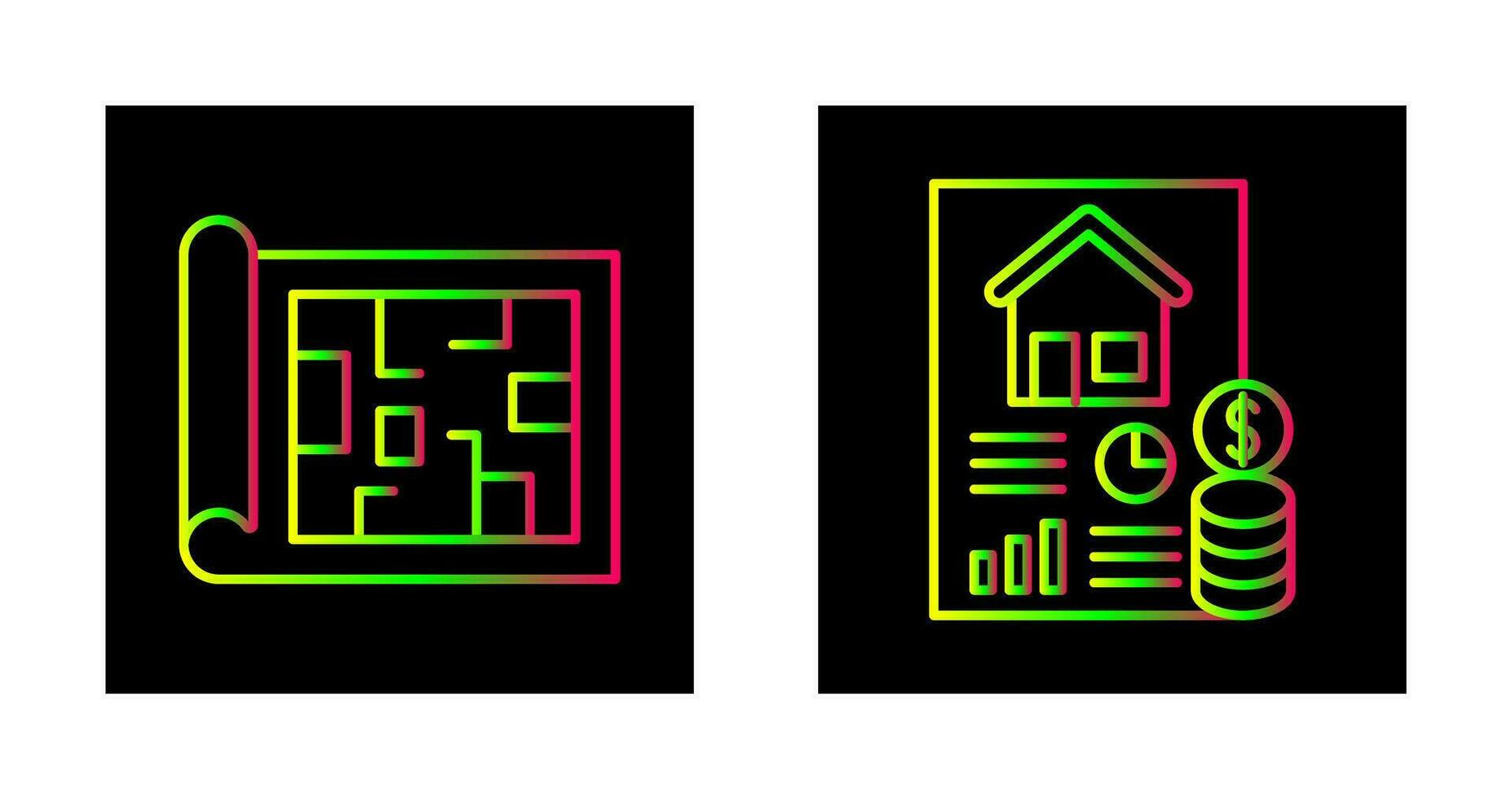 Blueprint and loan Icon vector
