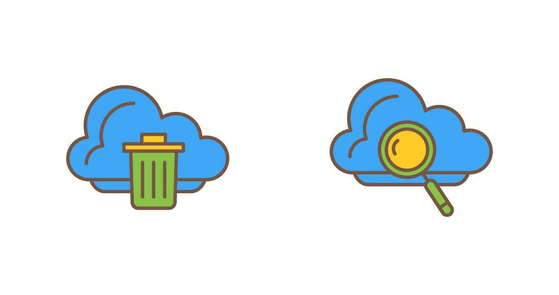Trash and Magnipying Icon vector
