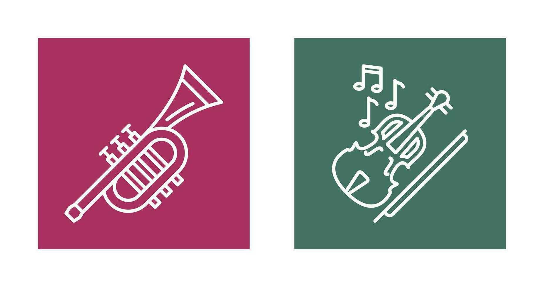 trompeta y violín icono vector