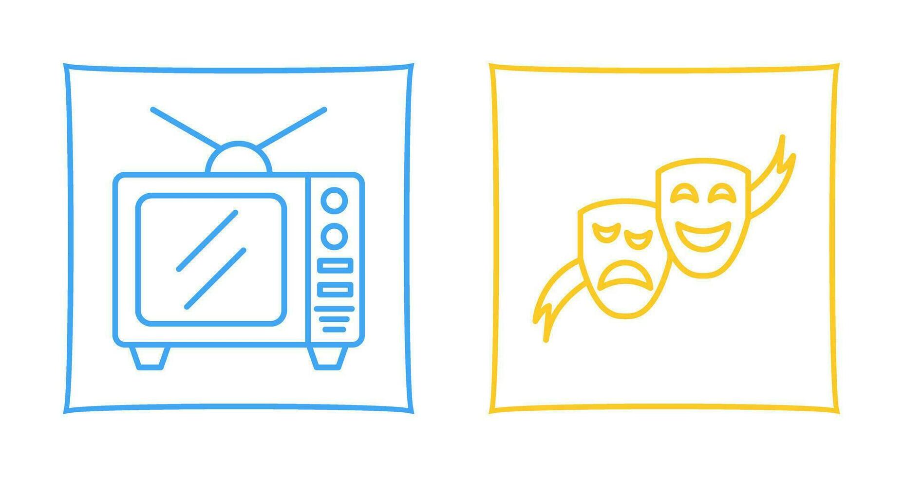 televisión y teatro mascaras icono vector