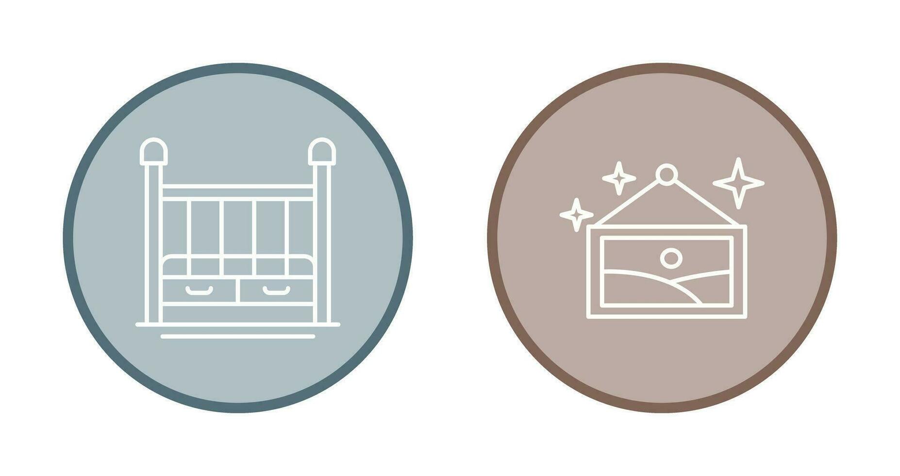 Baby Crib and Picture Icon vector