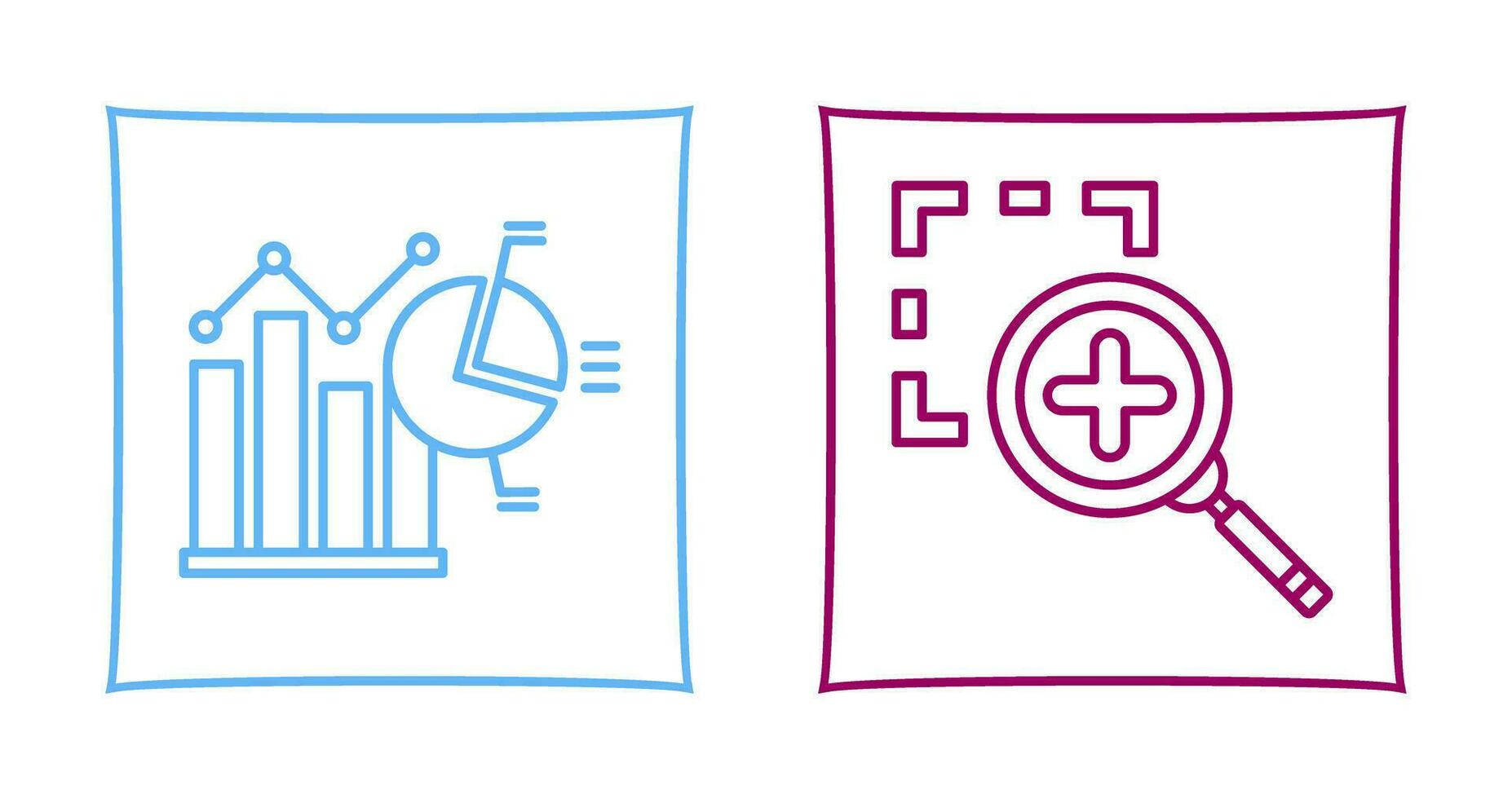 Bar Chat and Zoom In Icon vector
