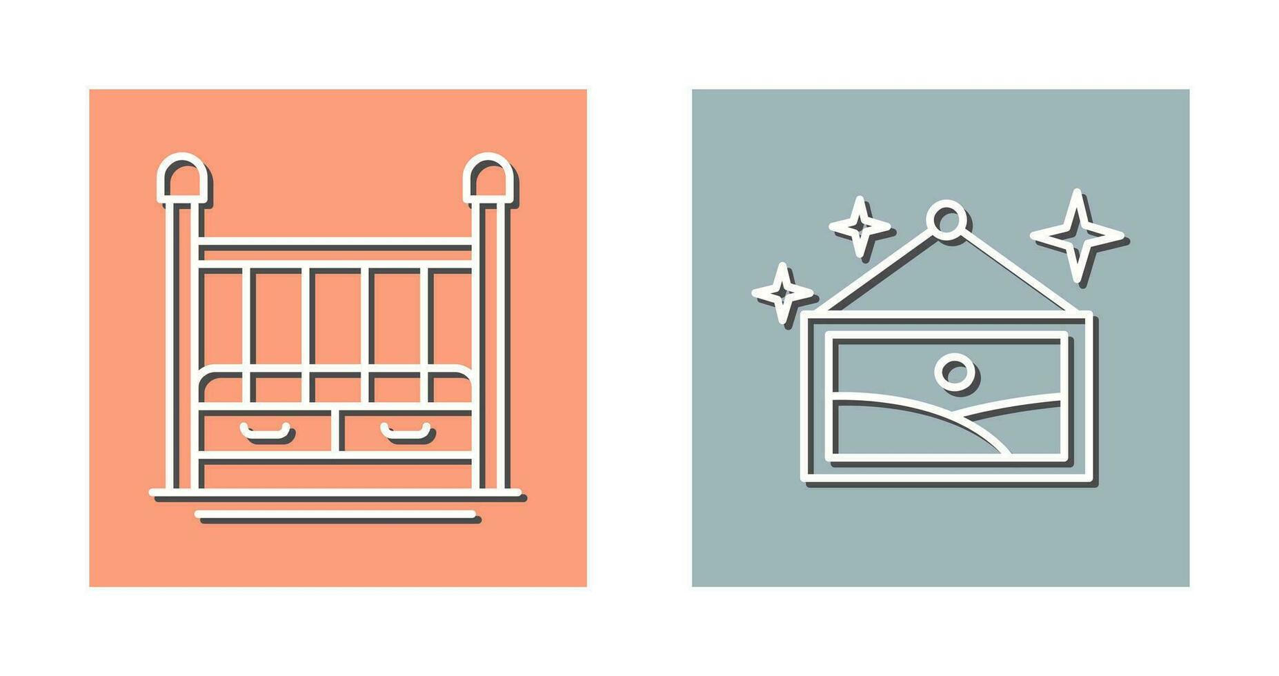 Baby Crib and Picture Icon vector