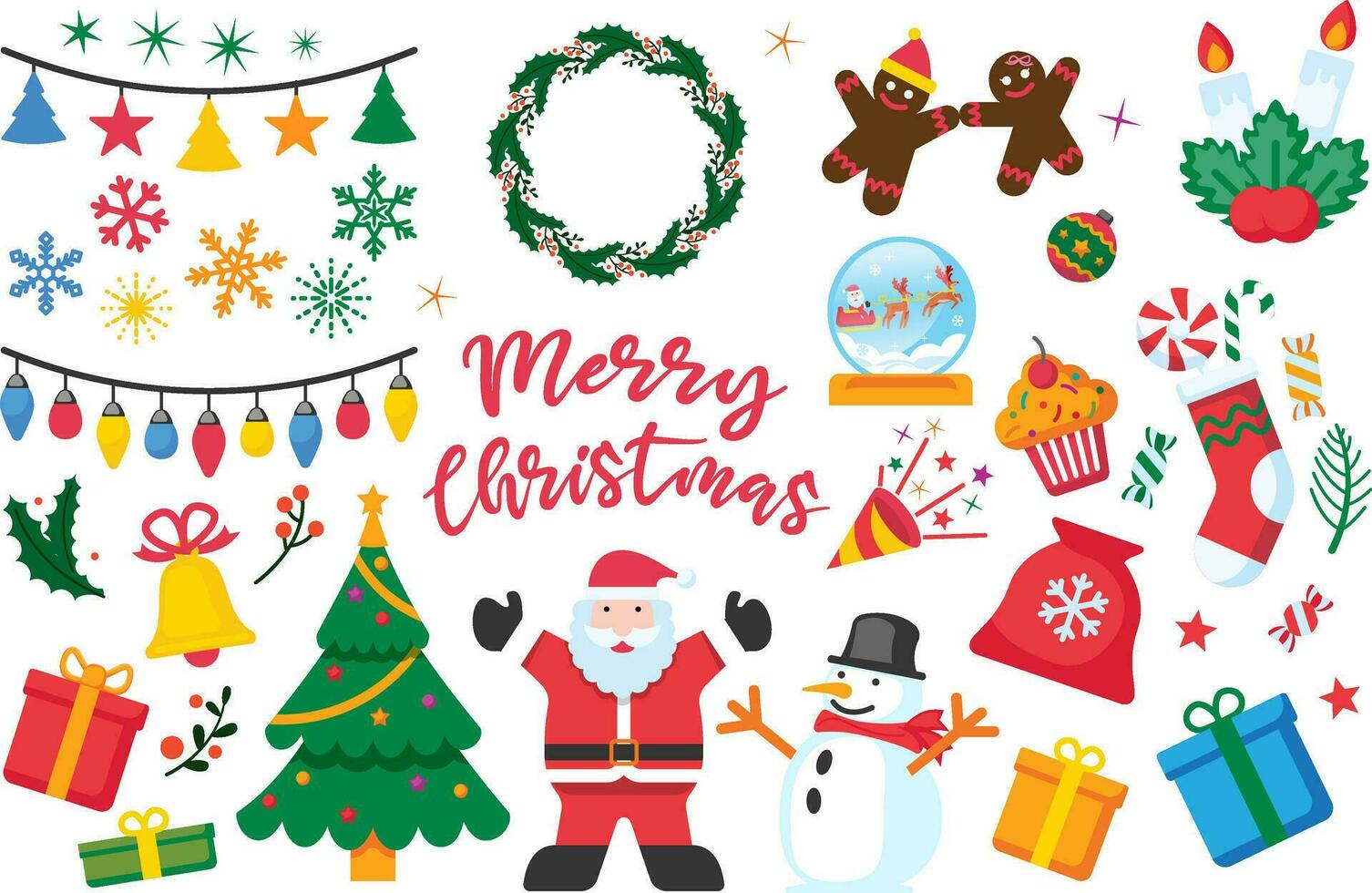 Christmas Festive Event and Party Icon Clip art Elements Collection vector