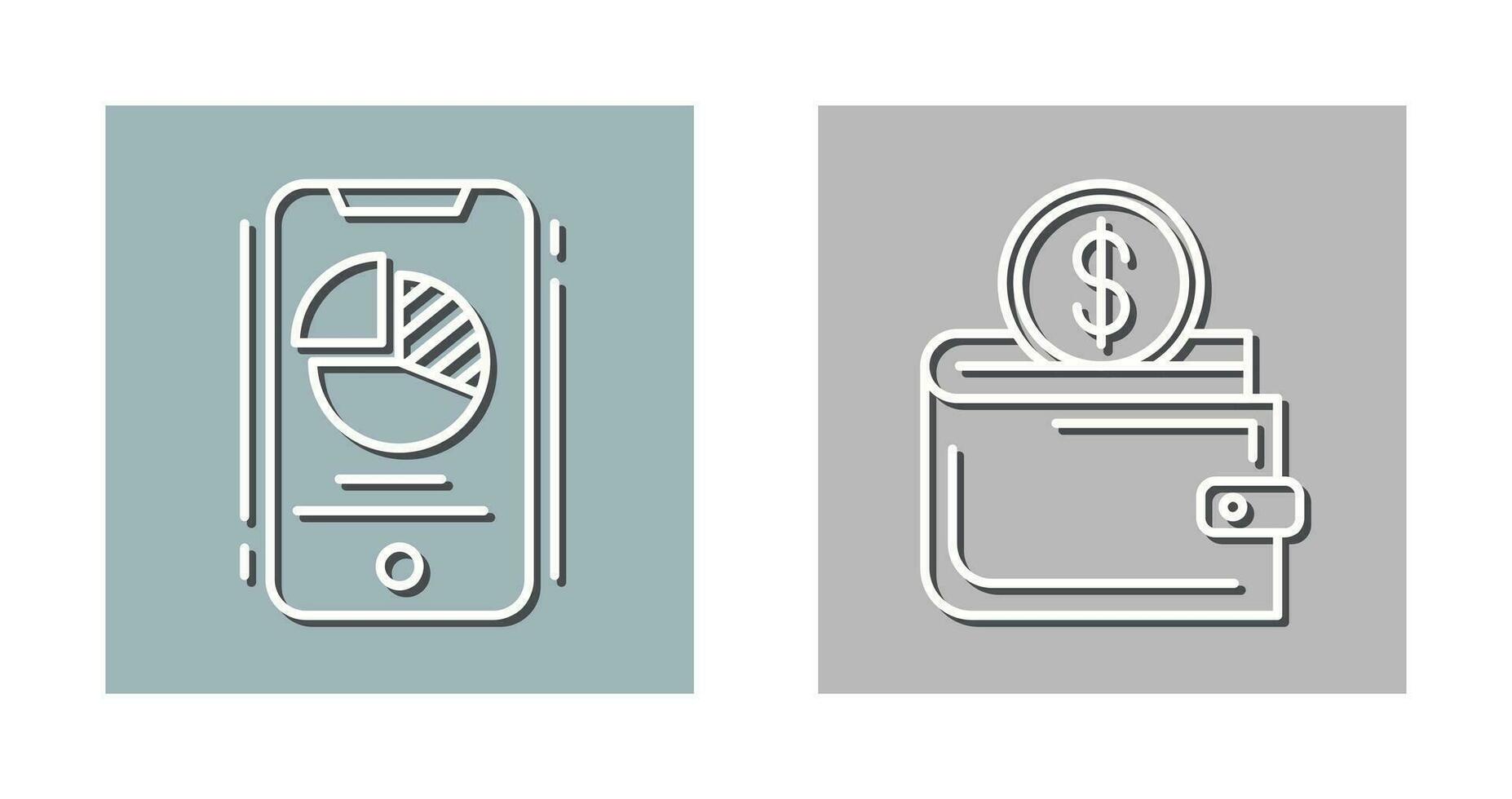 Pie Chart and Wallet Icon vector