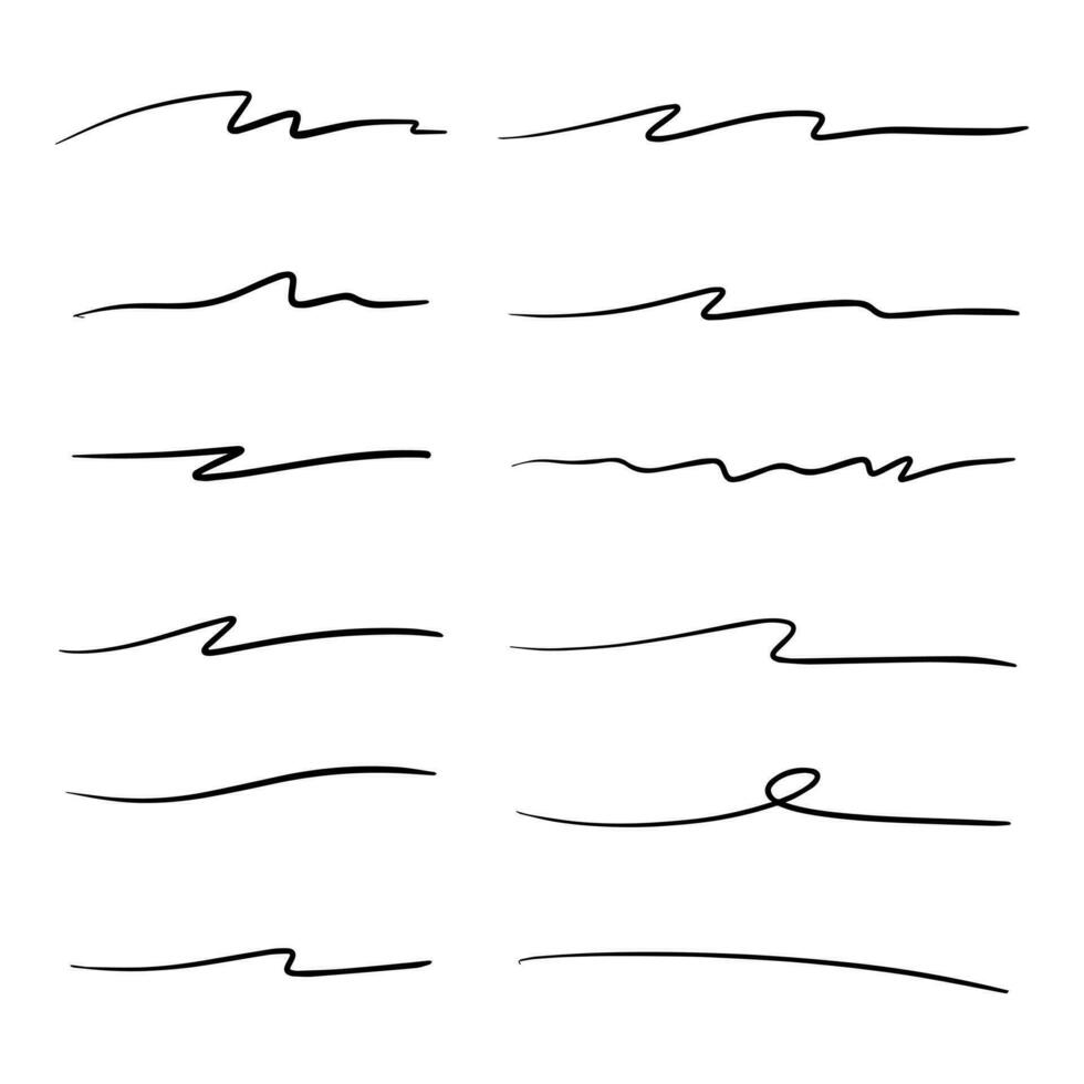 Vector set of hand drawn underline.