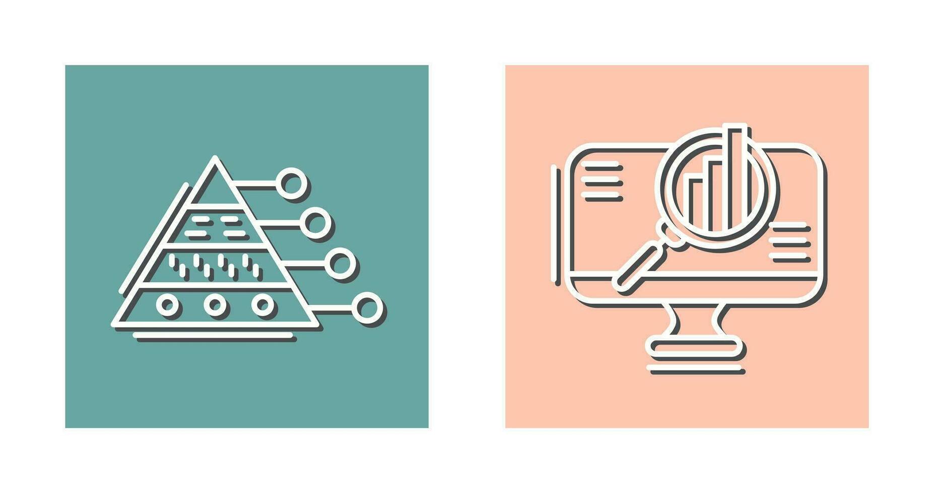 Pyramid Graph and Search Icon vector