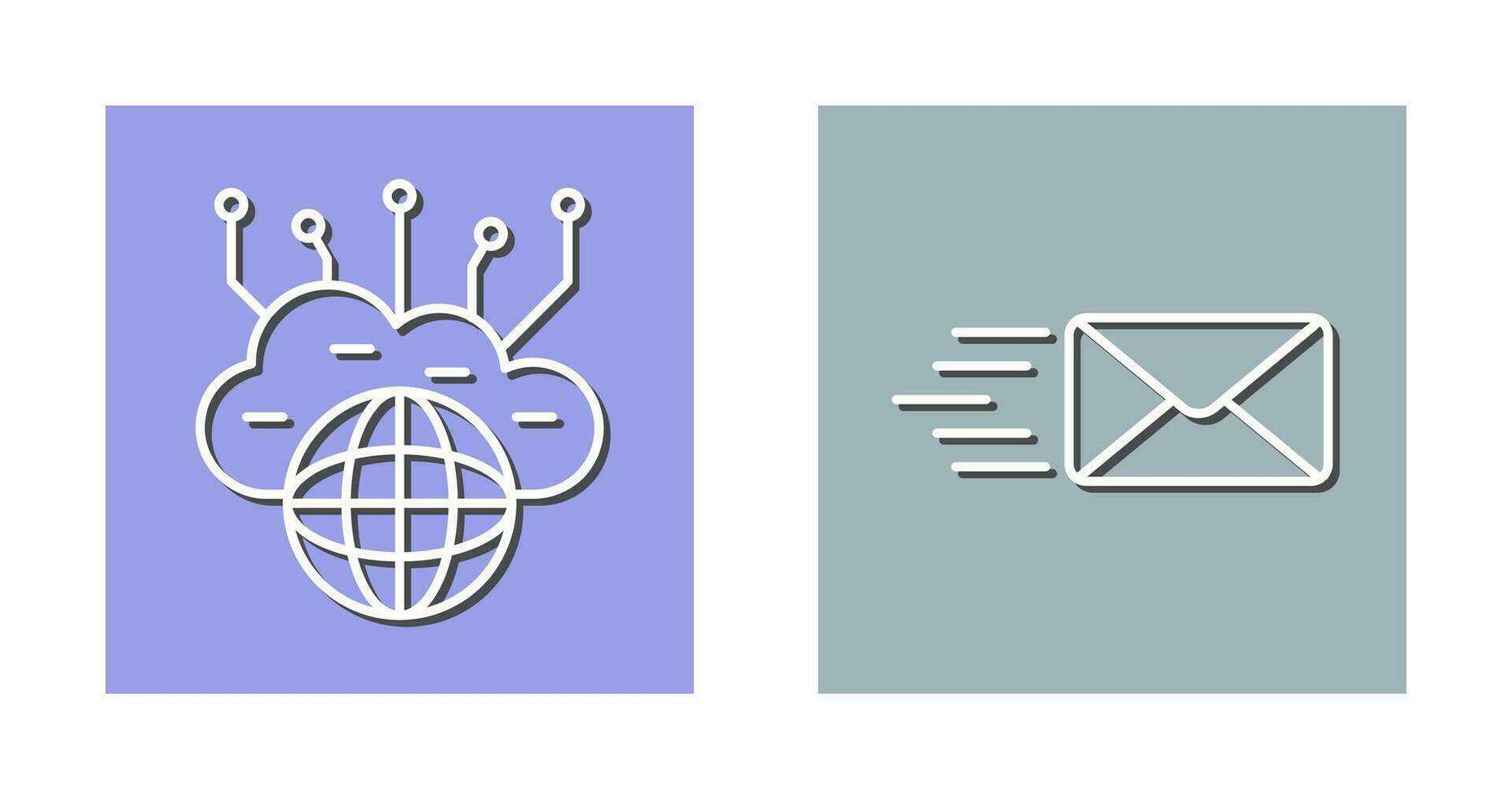 informática nube y correo icono vector
