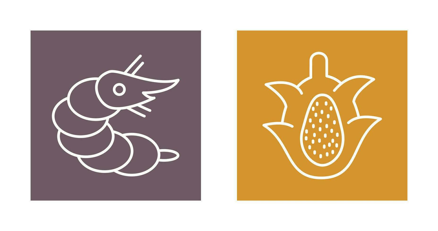 Shrimp and Dragon Fruit Icon vector