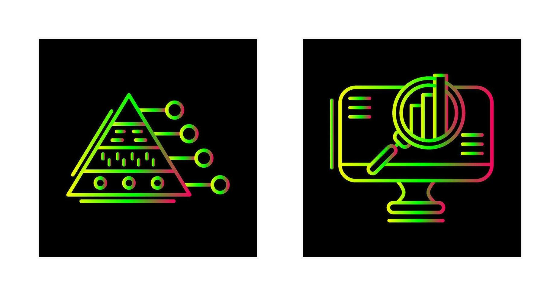 Pyramid Graph and Search Icon vector