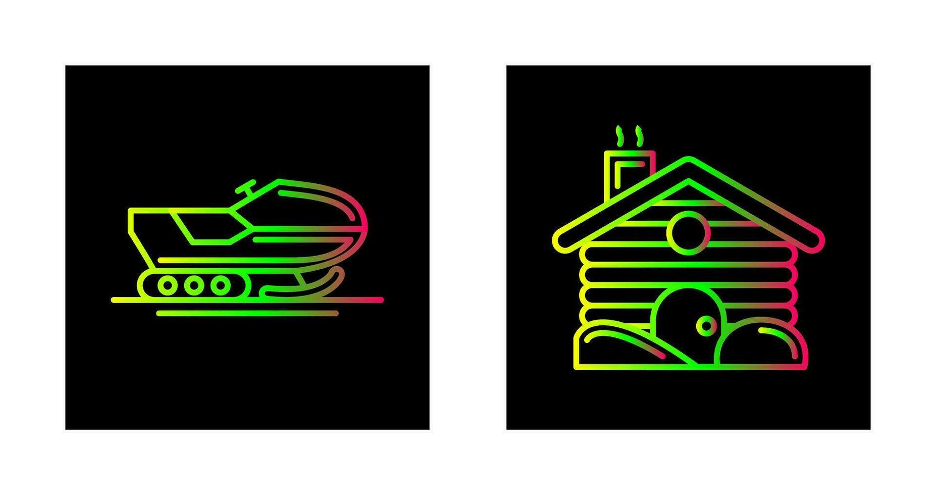 Snowmobile and Cabin Icon vector