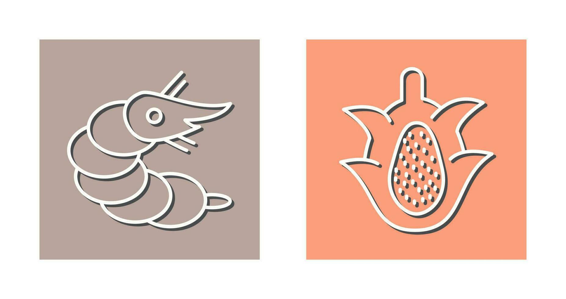 Shrimp and Dragon Fruit Icon vector